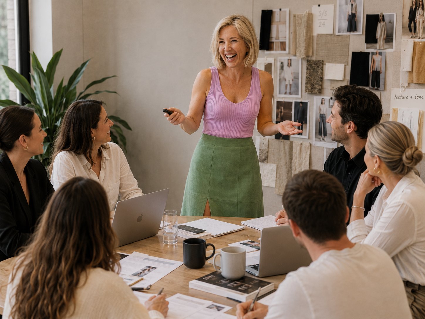 Nicole Bennett presenting an ESG strategy to a fashion brand team